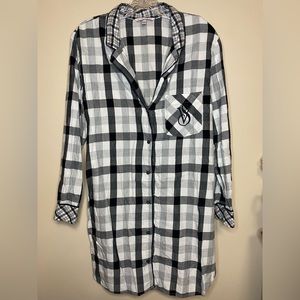 VS Oversized Flannel Shirt Nightgown Pajamas